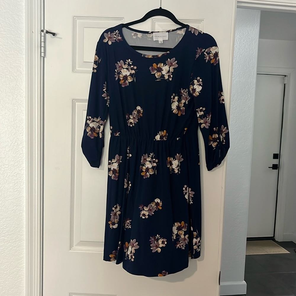 French Grey 3/4 Sleeve Lightweight Dress